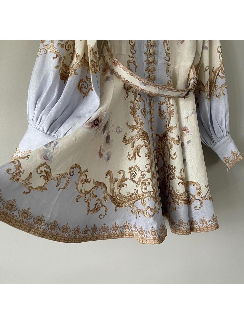 Zimmermann Cream and Lilac Baroque-Print Mini Dress - Picture 5 of 14